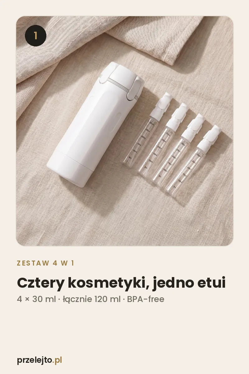Cztery kosmetyki w jednym etui, 4 × 30 ml, BPA-free
